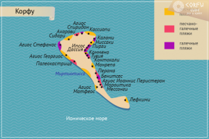 Контокали на карте Корфу